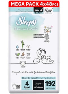 Sleepy Pack Of 192 Bio Natural Premium Size 4 Diapers, 4 X 48 Pieces  - Image 1