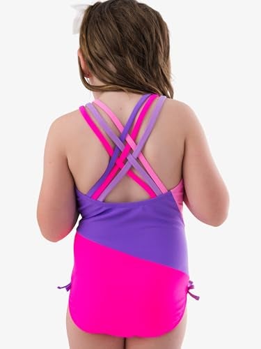 RuffleButts Girls Color Block Cross-Back One Piece Swimsuit - Fashion One-Piece Swimsuit - Image 2
