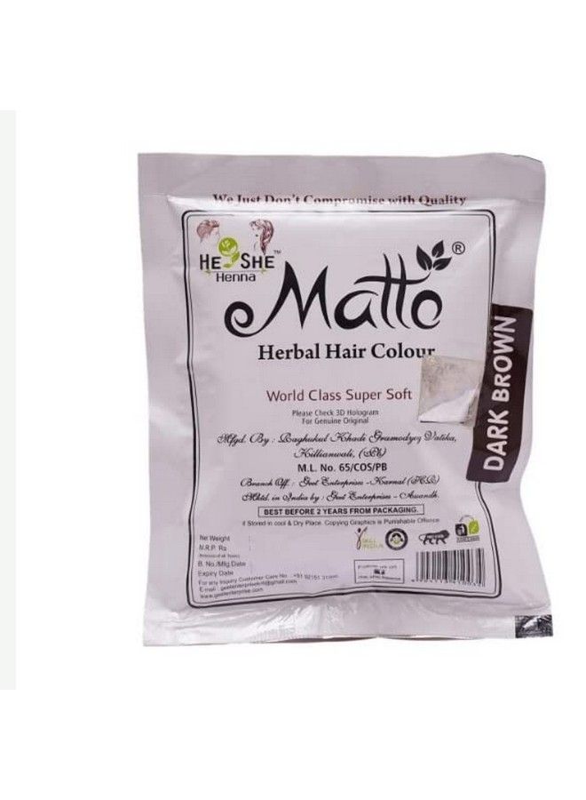 Matto He She Henna White Pouch Hair Colour 40 Gm (Dark Brown) 4 Pcs Set - Image 1