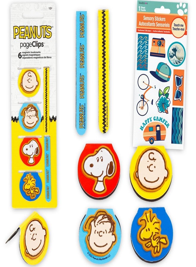 Peanuts Bookmark Set - Bundle with 6 Bookmark Page Clips Featuring Snoopy, Charlie Brown, More Plus Stickers | Peanuts School Supplies for Boys, Girls, Kids - Image 1