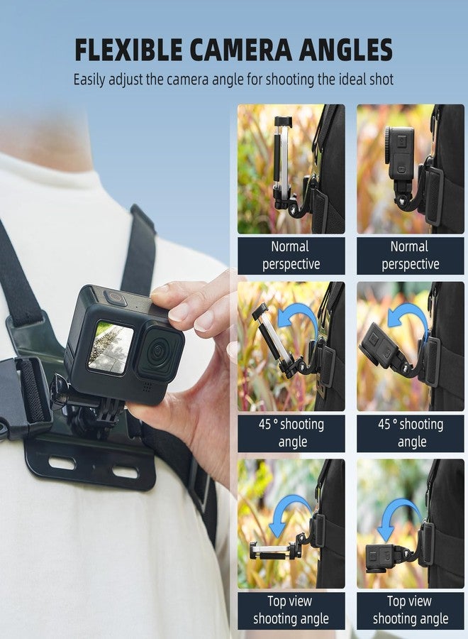 BRDRC POV Phone Chest Mount for iPhone, Head Mount Camera for Recording Vlog Body Harness Strap Holder Clip Kit for Gopro, for DJI Osmo Pocket 3, for Insta360 X5 X4 X3, for Samsung Accessories, Black - Image 5