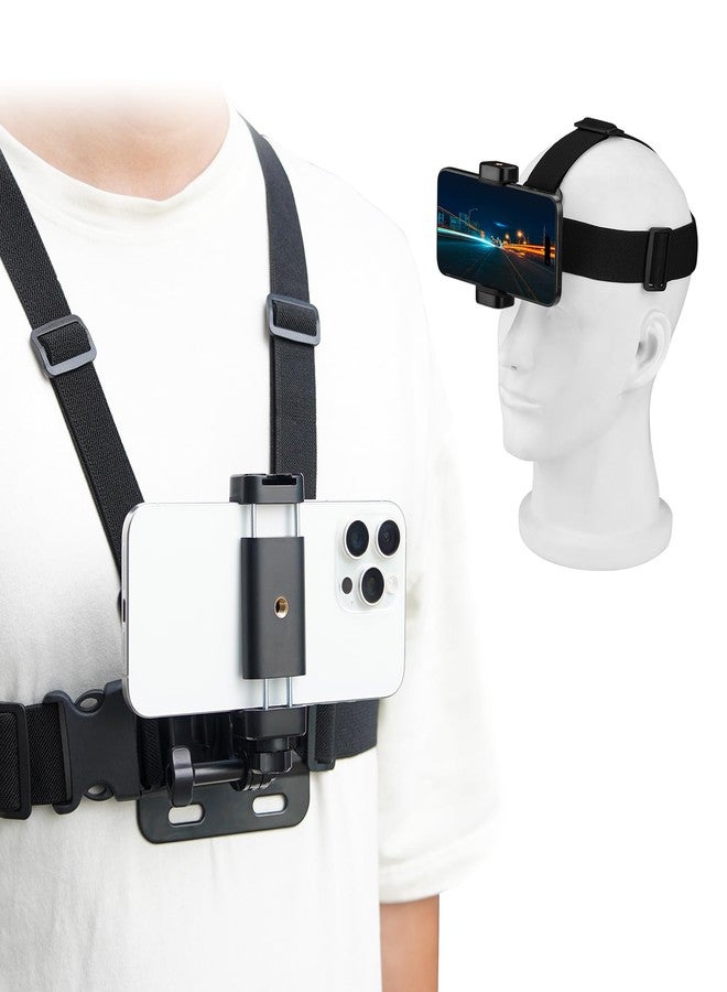 BRDRC POV Phone Chest Mount for iPhone, Head Mount Camera for Recording Vlog Body Harness Strap Holder Clip Kit for Gopro, for DJI Osmo Pocket 3, for Insta360 X5 X4 X3, for Samsung Accessories, Black - Image 1