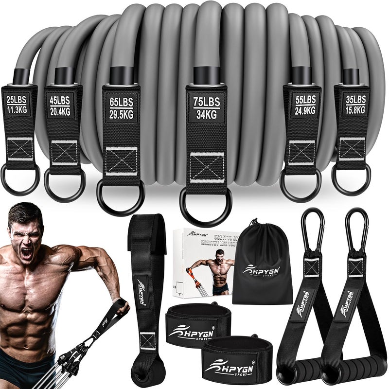 HPYGN Heavy Resistance Bands, Workout Bands with Handles for Men, Fitness Weight Bands for Physical Therapy, Muscle Training, Strength, Slim, Yoga, Home Workout Equipment - Image 1