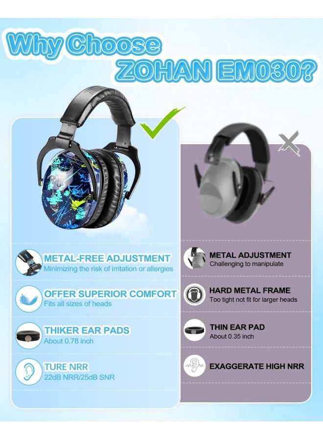 Zohan EM030 Upgraded Kids Hearing Protection Safety Earmuffs Adjustable Ear Defenders Fit for Toddlers Children and Young Teens - Graffiti Pattern - Image 2