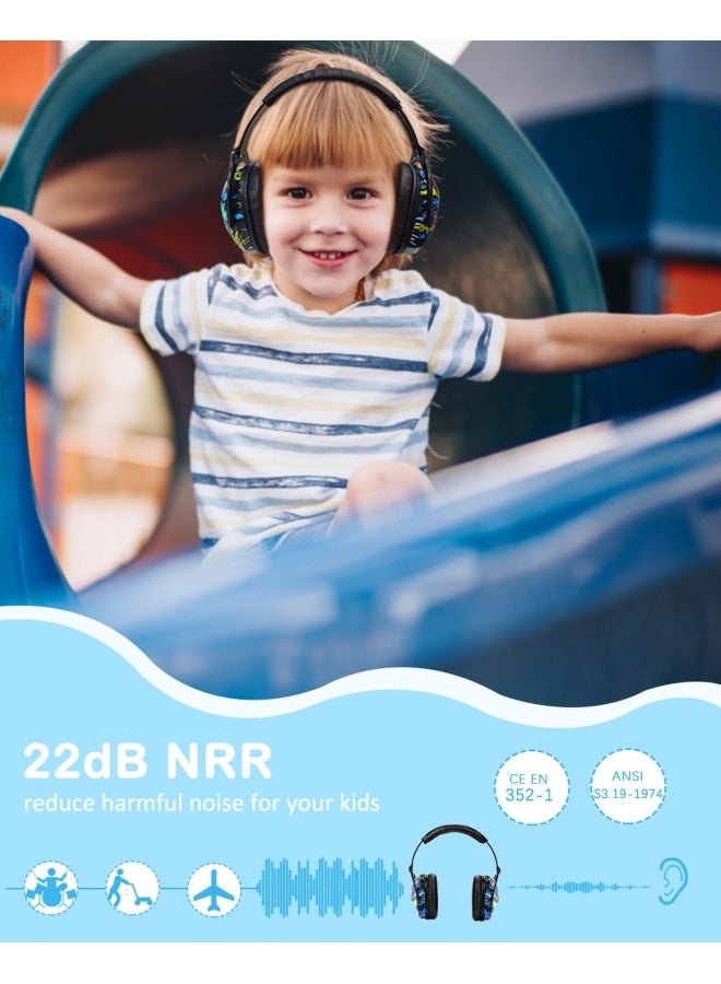 Zohan EM030 Upgraded Kids Hearing Protection Safety Earmuffs Adjustable Ear Defenders Fit for Toddlers Children and Young Teens - Graffiti Pattern - Image 3