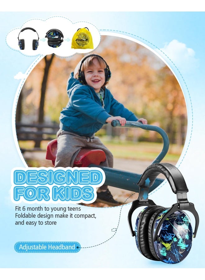 Zohan EM030 Upgraded Kids Hearing Protection Safety Earmuffs Adjustable Ear Defenders Fit for Toddlers Children and Young Teens - Graffiti Pattern - Image 5