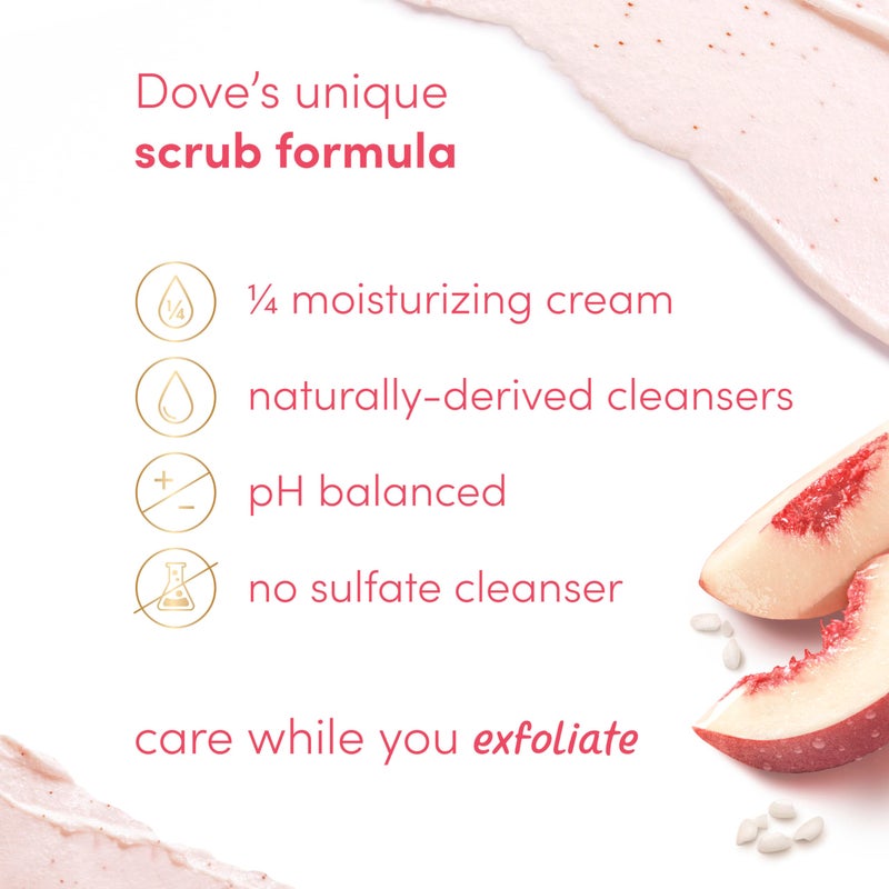 Dove Body Scrub White Peach & Crushed Rice 3 Count for Visibly Silky-Smooth, Nourished Skin, with ¼ Moisturizing Cream, 10.5 oz - Image 3