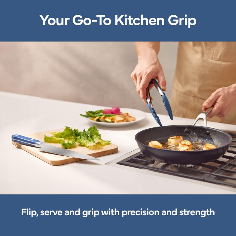 Misen Kitchen Tongs - Dishwasher Safe, Heavy Duty - Precision Silicone-Tipped Grilling Tool - Heat Resistant, Nonstick Safe - Perfect for Serving and Air Frying- 13 Inch | Blue - Image 3