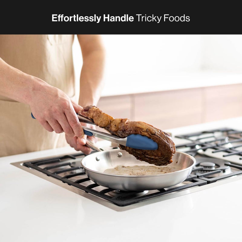 Misen Kitchen Tongs - Dishwasher Safe, Heavy Duty - Precision Silicone-Tipped Grilling Tool - Heat Resistant, Nonstick Safe - Perfect for Serving and Air Frying- 13 Inch | Blue - Image 2