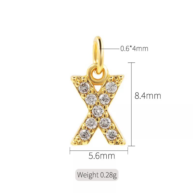 Exquisite simple micro inlaid zircon English 26 letter pendant necklace women 14k gold color pendant diy jewelry accessories H-10331（X）