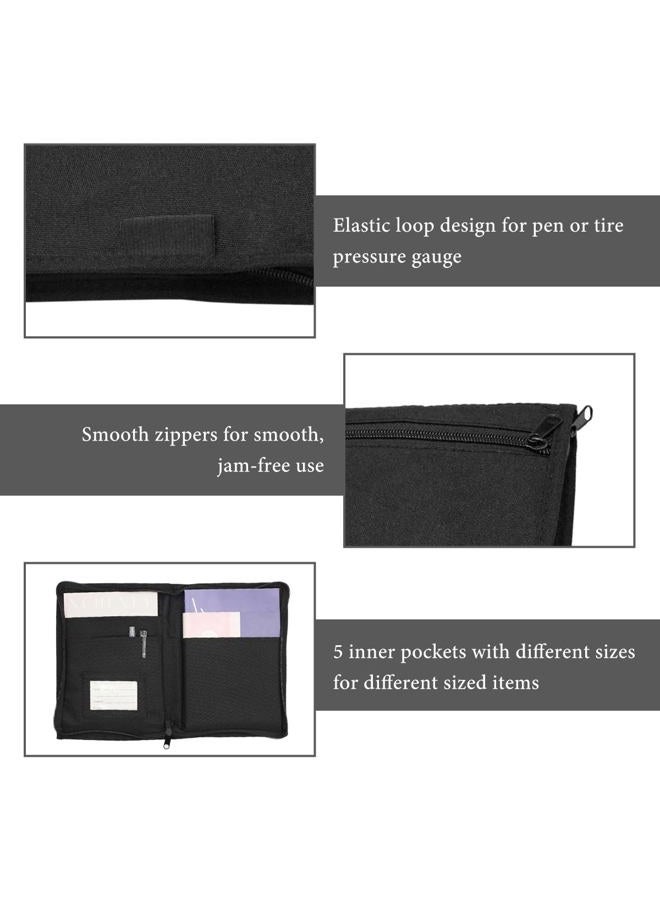 FSTURIOS Car Registration and Insurance Holder, Glove Box Compartment Document Holder Owner Manual Case, Soft Zippered Pouch Multi-Pocket Glove Bag for Auto Insurance License Cards - Image 3
