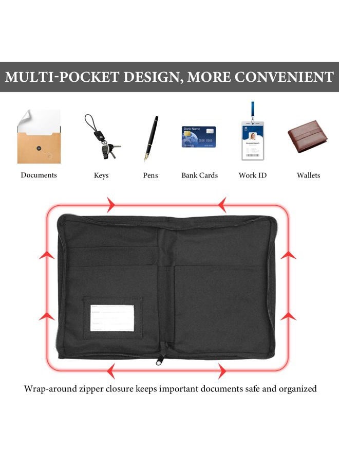 FSTURIOS Car Registration and Insurance Holder, Glove Box Compartment Document Holder Owner Manual Case, Soft Zippered Pouch Multi-Pocket Glove Bag for Auto Insurance License Cards - Image 4