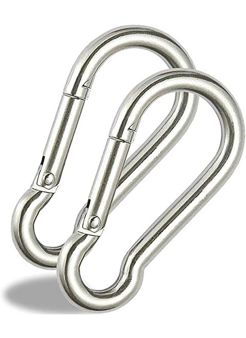 Flying Arrow Heavy Duty Stainless Steel Lock HookSpring Snap Hook Swing Connector and Multipurpose Hook Set of 2 Pcs Silver
