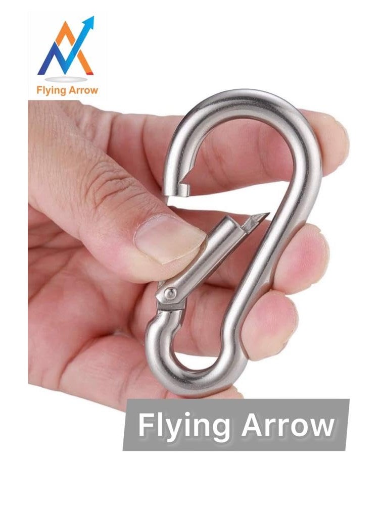 Flying Arrow Flying Arrow Heavy Duty Stainless Steel Lock HookSpring Snap Hook Swing Connector and Multipurpose Hook Set of 2 Pcs Silver  - Image 3