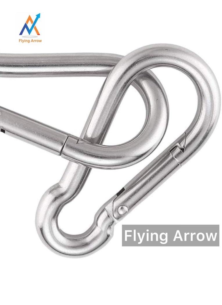 Flying Arrow Flying Arrow Heavy Duty Stainless Steel Lock HookSpring Snap Hook Swing Connector and Multipurpose Hook Set of 2 Pcs Silver  - Image 2