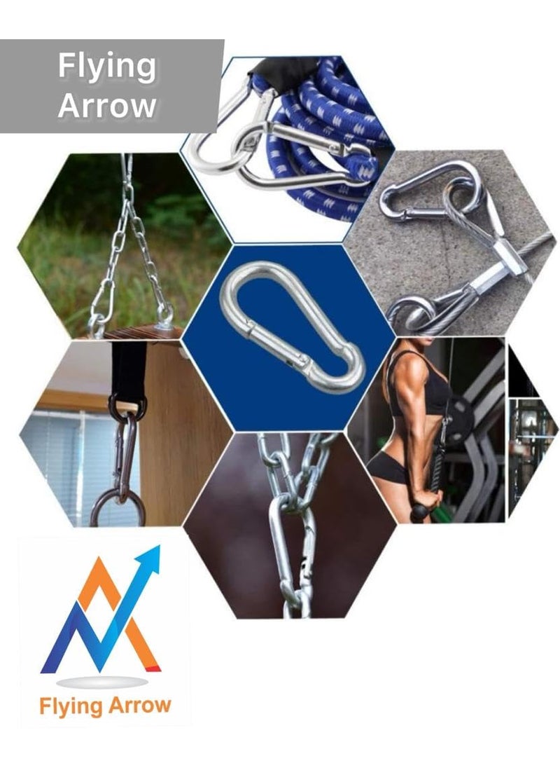 Flying Arrow Flying Arrow Heavy Duty Stainless Steel Lock HookSpring Snap Hook Swing Connector and Multipurpose Hook Set of 2 Pcs Silver  - Image 4