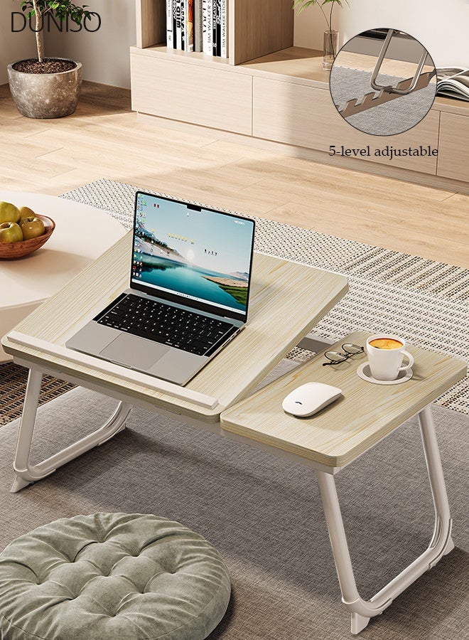 DUNISO Laptop Bed Tray Desk, Adjustable Folding Laptop Bed Table, Portable Standing Desk, Foldable Lap Tablet Desk with Cup Holder for Bed Couch Sofa Floor, Working, Writing - Image 1
