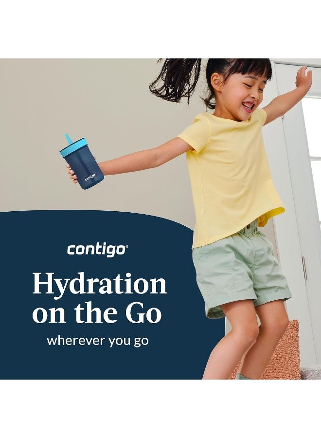 Contigo Kidsâ€™ Leighton Straw Tumbler with Spill-Proof Leak-Proof Lid, 14oz, Blueberry/Blue Raspberry - Image 5