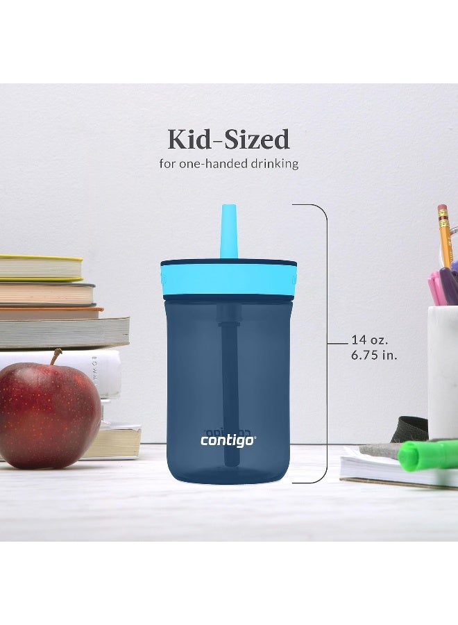 Contigo Kidsâ€™ Leighton Straw Tumbler with Spill-Proof Leak-Proof Lid, 14oz, Blueberry/Blue Raspberry - Image 4