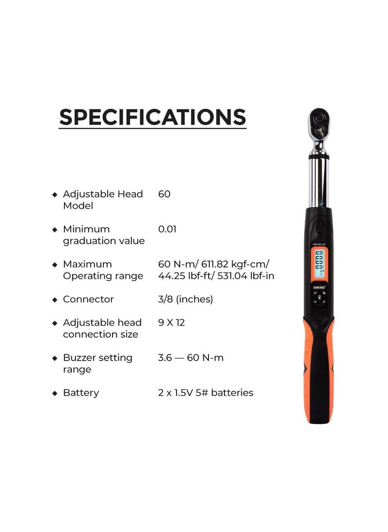KUSAMMECO DIGITAL TORQUE WRENCH KM NG 60 UserFriendly Control Advanced Technology Easy Operations 1 Year Warranty