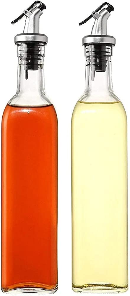 Red-Rubby Premium Glass Olive Oil Vinegar Dispenser Gravy Boat Kitchen Oil Bottle Stainless Steel Leak-Proof Soy Sauce Vinegar Storage,Oil Dispenser for Kitchen, 500ml [Set of 2] - Image 1
