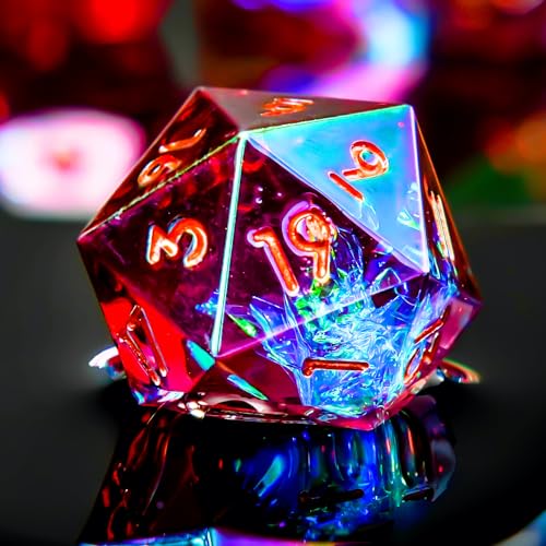 YEMEKO Laser DND Rainbow Dice Set Dungeons and Dragons Dice with Iridescent Iconic Coating Polyhedral Dice with Resin Sharp Edge for RPG MTG Table Games red Sunset - Image 1