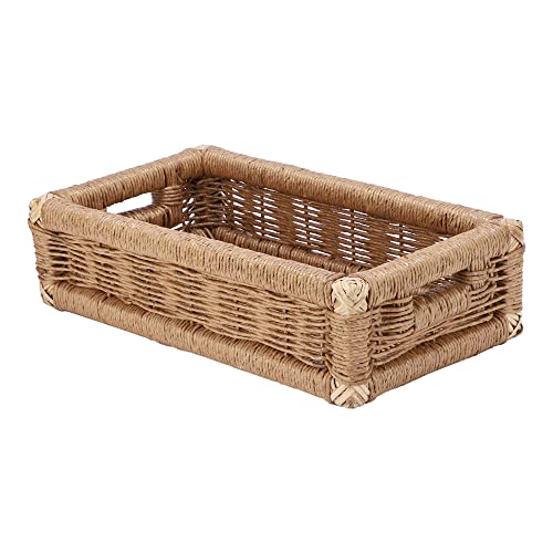 AKWAY Wicker Basket for keeping cloths, storage basket, bin organizer for toiletry, kitchen utilites cosmetic towels bathroom and kitchen organizer bamboo basket (16 L x 9 W x 4.5H) NATURAL - Image 5