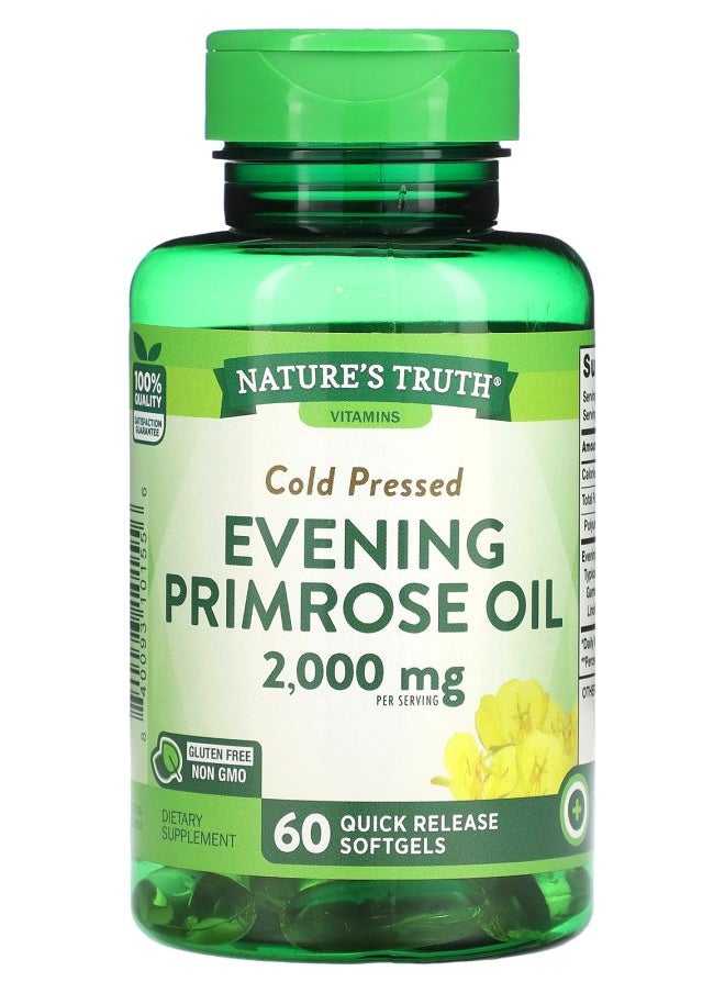 Nature's Truth - Cold Pressed Evening Primrose Oil 2000 mg 60 Quick Release Softgels (1000 mg per Softgel) - Image 1