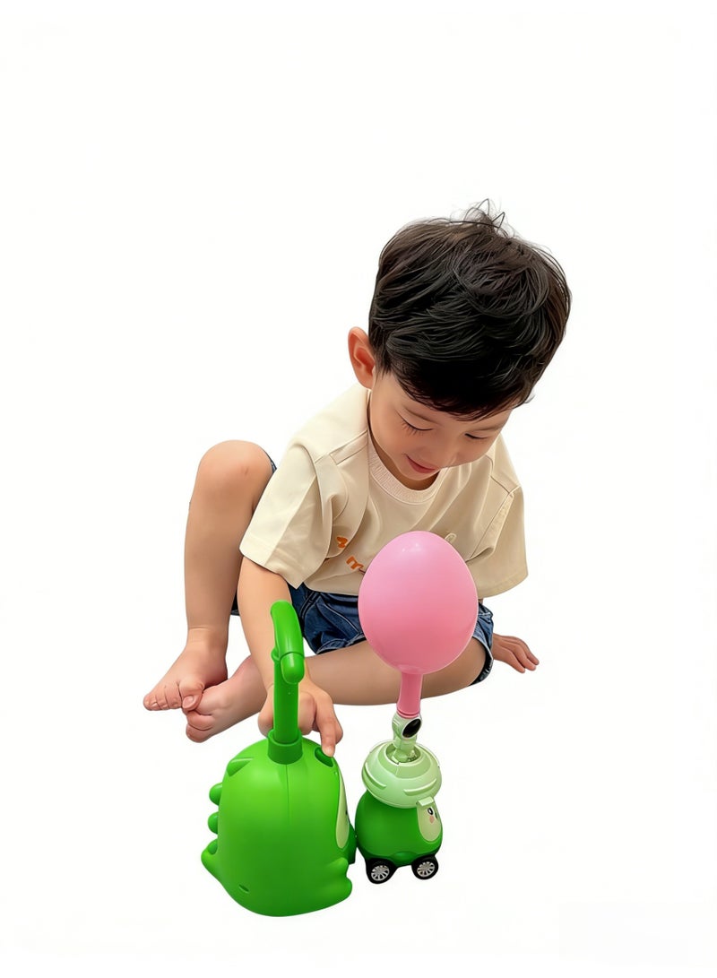 الديناصور الأخضر سيارة تعمل بالهواء لعبة الأطفال طائرة بالون سيارة  (1 سيارة + 6 بالونات + الطيران) - Image 2