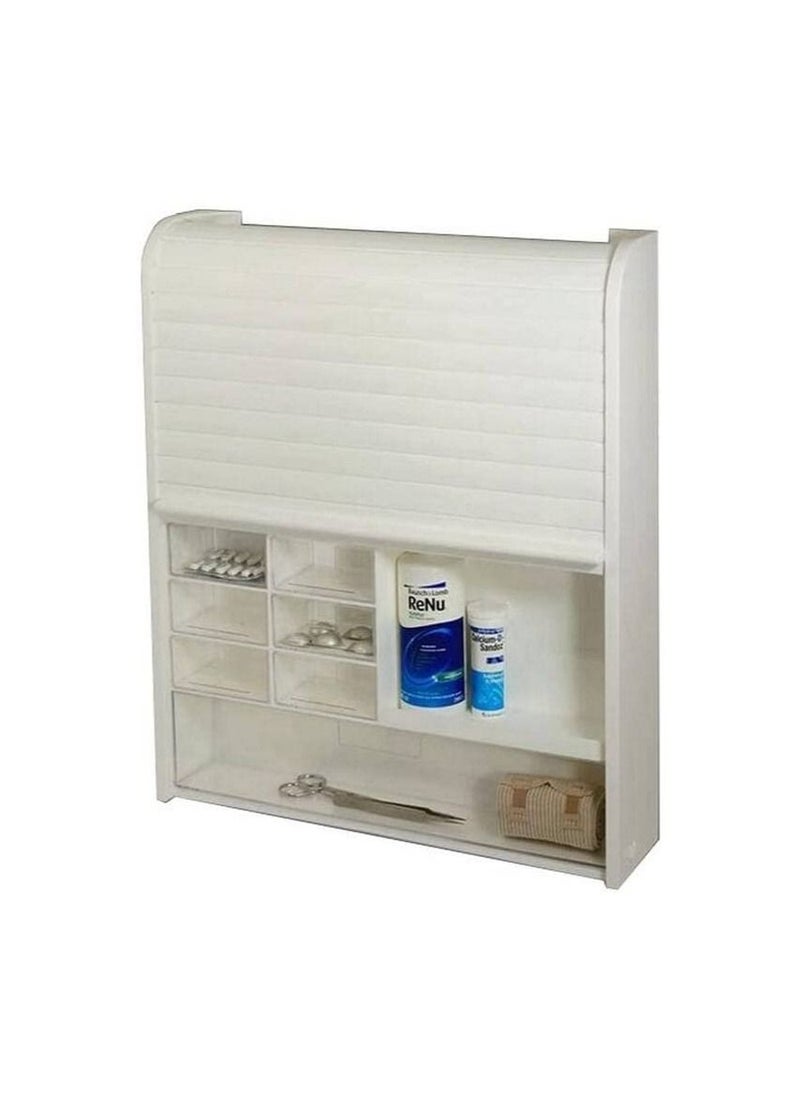Primanova Primanova multi purpose locker can be used as a medicine cabinet cosmetic accessory 14 transparent drawers decorative sliding front door transparent white  - Image 3