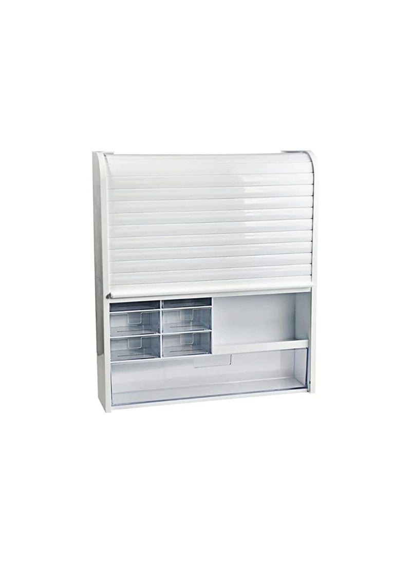 Primanova Primanova multi purpose locker can be used as a medicine cabinet cosmetic accessory 14 transparent drawers decorative sliding front door transparent white  - Image 2