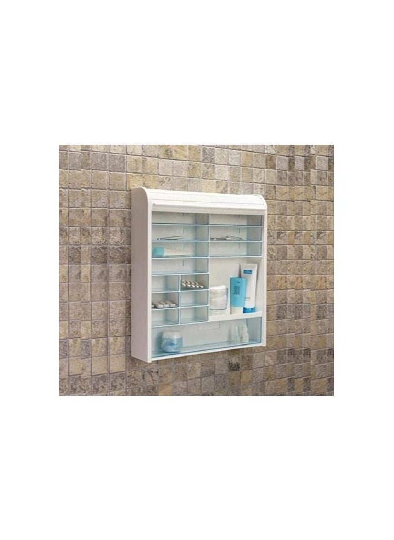 Primanova Primanova multi purpose locker can be used as a medicine cabinet cosmetic accessory 14 transparent drawers decorative sliding front door transparent white  - Image 4