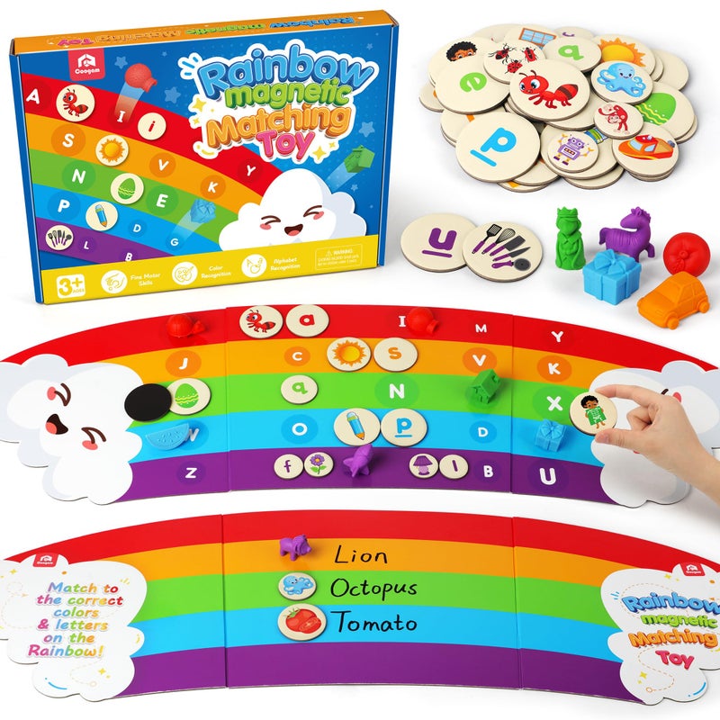 Coogam Rainbow Alphabet Learning Toy Magnetic Letters and Mini Figures Sorting Matching Game Fine Motor Educational Teaching Activity for Preachool Kids 3 4 5 Year Old - Image 3
