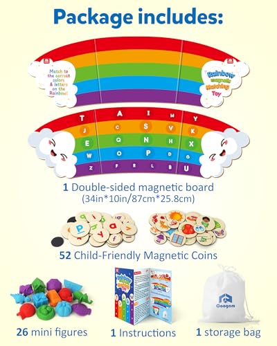 Coogam Rainbow Alphabet Learning Toy Magnetic Letters and Mini Figures Sorting Matching Game Fine Motor Educational Teaching Activity for Preachool Kids 3 4 5 Year Old - Image 5