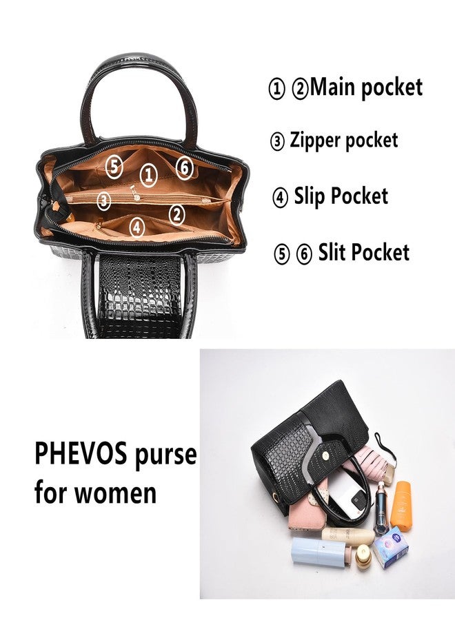 PHEVOS Medium Satchel Handbag Shoulder Crossbody Purse Top handle Crocodile Hobo bags for Women - Image 4