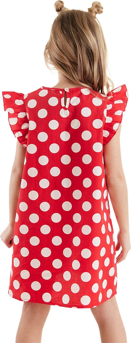 Denokids Polka Dot Kitten Girl Poplin Dress