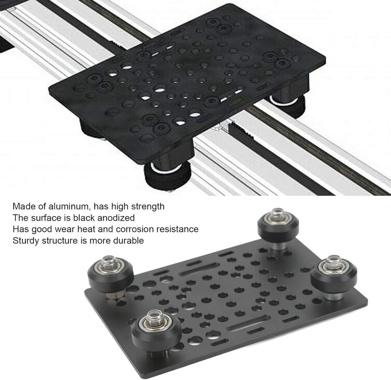 Aluminum Gantry Plate, High Strength Gantry Plate, Black Anodized, Folding Slots, Printer Linear Universal, 20-80mm, for Milling Machine (Board with 4 Plastic Pulleys and Bearings) - Image 5