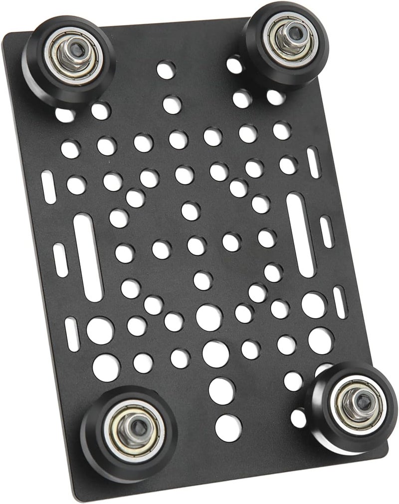 Aluminum Gantry Plate, High Strength Gantry Plate, Black Anodized, Folding Slots, Printer Linear Universal, 20-80mm, for Milling Machine (Board with 4 Plastic Pulleys and Bearings) - Image 1