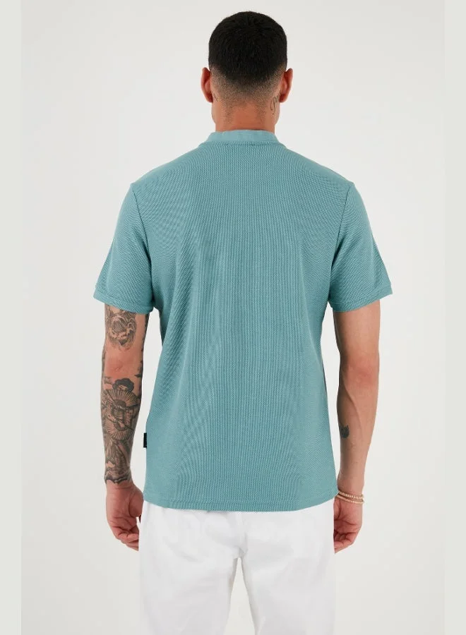 Buratti  Buratti Cotton Regular Fit Half Zipper T Shirt Men's T SHIRT 5902653  | Best Price UAE