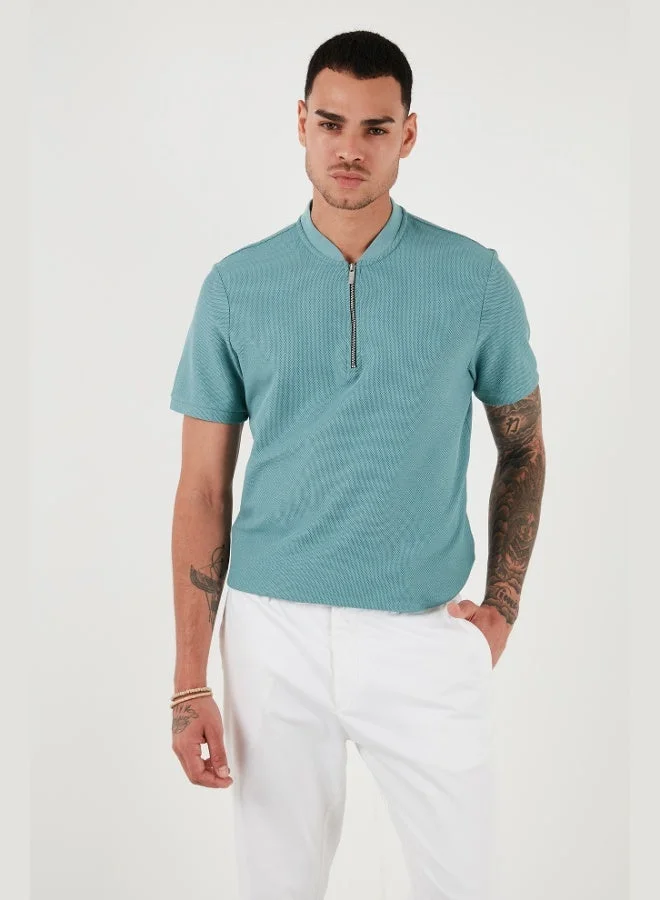 Buratti  Buratti Cotton Regular Fit Half Zipper T Shirt Men's T SHIRT 5902653  | Best Price UAE