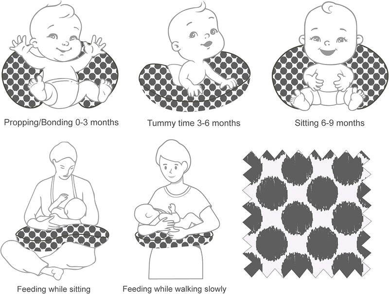 Bacati Ikat Dots Muslin Fabric Nursing Pillow Cover Only Nursing Pillow Cover Only Grey - Image 4