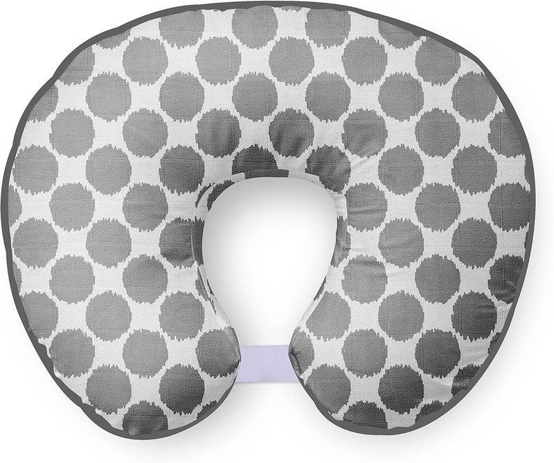 Bacati Ikat Dots Muslin Fabric Nursing Pillow Cover Only Nursing Pillow Cover Only Grey - Image 1