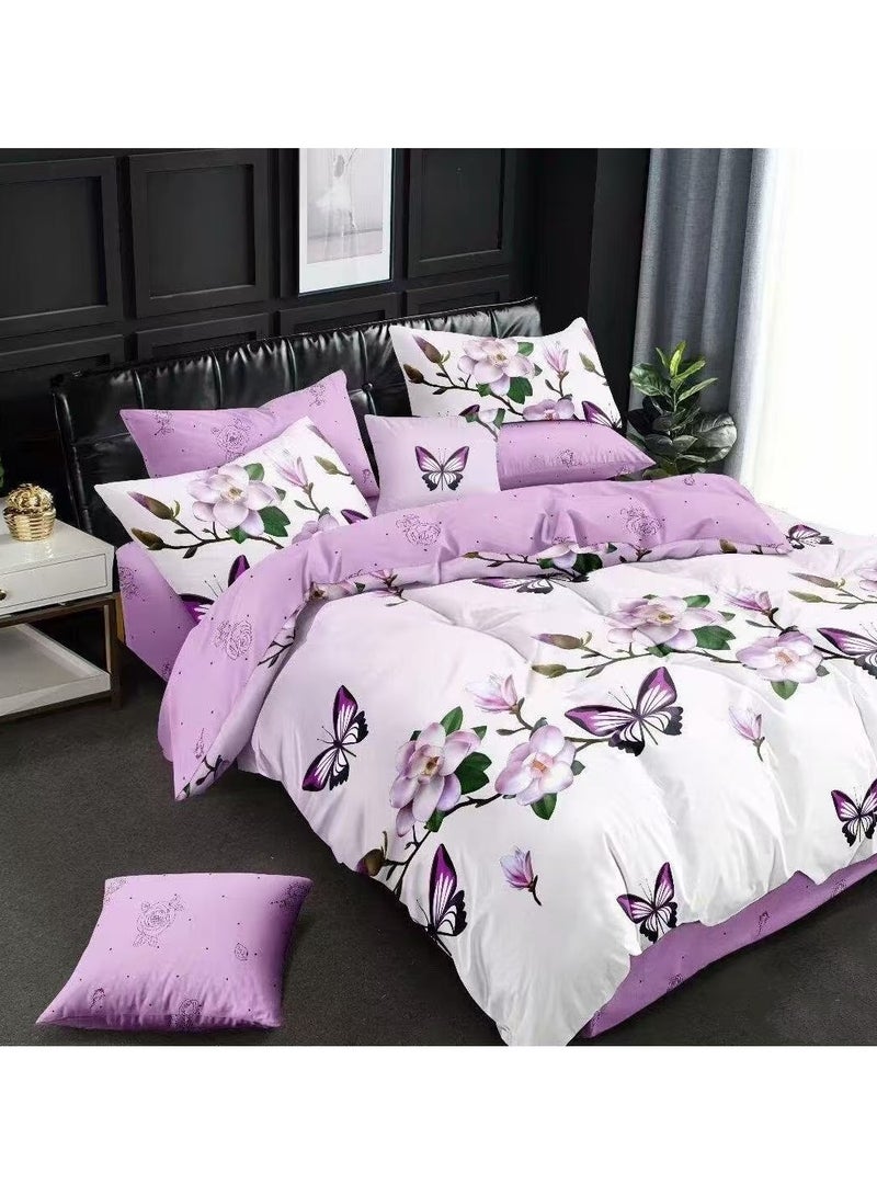 طقم أغطية لحاف فاخر مكون من 6 قطع - مقاسات كينغ / كوين / مفرد - يشمل غطاء لحاف، شريحة ملائمة و 4 أغطية وسائد - بياضات أنيقة ومريحة