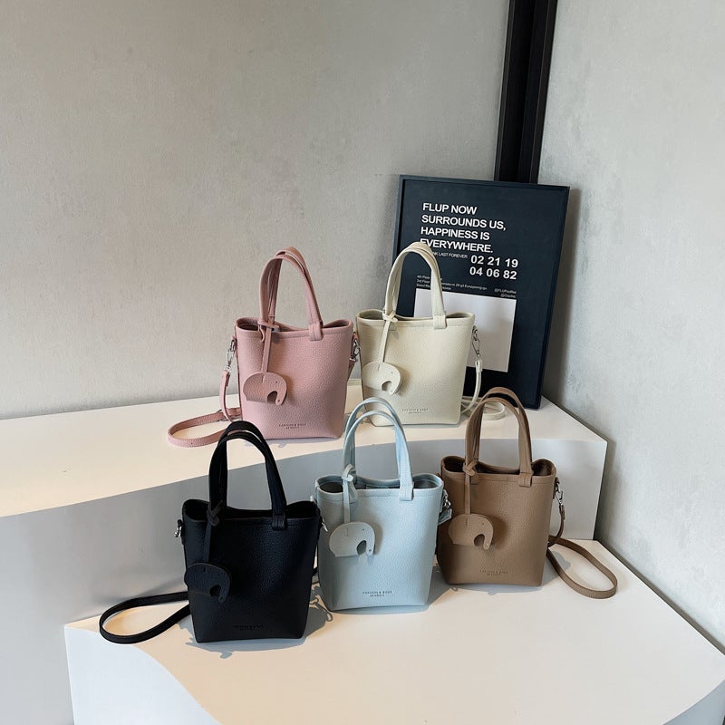 Niche Casual Basket Bag For Women 2026 New Solid Color Bucket Bag Simple Handbag Single Shoulder Crossbody Bag - Image 4