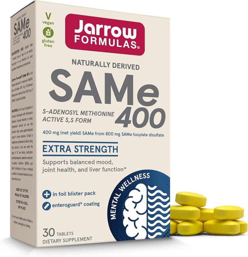 Jarrow Formulas SAMe 400 mg Supports Joint Health Liver Function Brain Metabolism 30 Tablets Up To a 30 Day Supply - Image 1