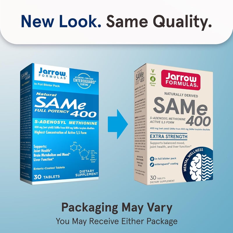 Jarrow Formulas SAMe 400 mg Supports Joint Health Liver Function Brain Metabolism 30 Tablets Up To a 30 Day Supply - Image 2