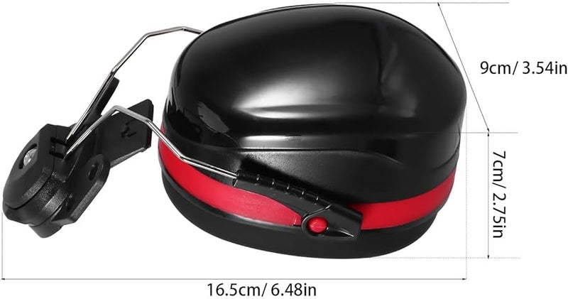 Noise Reduction Helmet Ear Muffs Black Crimson Industrial Hearing Protection for Construction - Image 2
