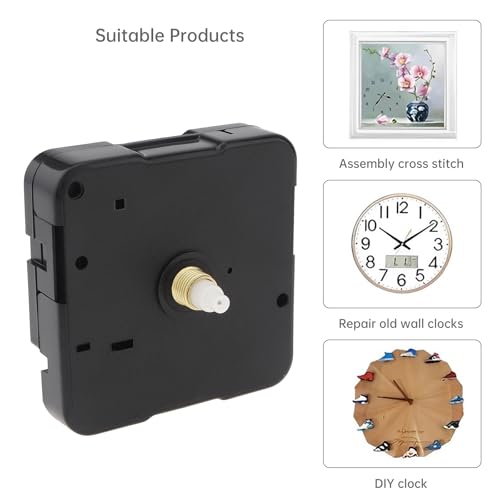 MovFlax Clock Mechanism Replacement, 13mm(1/2 Inch) Long Shaft 5mm(3/16 Inch) Thread Quartz Clock Movement Jumping Seconds Parts (hangless-13mm(1/2Inch) Shaft-5mm(3/16inch) Thread, Piece, 1) - Image 2