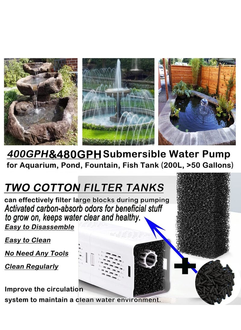 SYOSI Fish Tank Filter 4-in-1 Internal Aquarium Filter,500-1800L/H Submersible Water Filter Pump Multifunctional Filter Water Pump for Betta, Turtle, Pond Fish, Garden.  (6W 134GPH (500L/H))  - Image 5