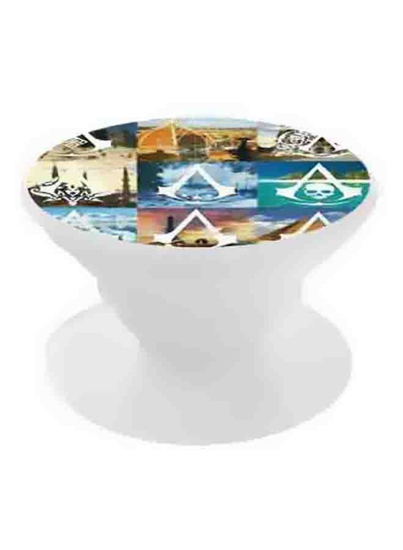 RKN Printed Pop Socket Phone Holder Beige/White/Blue - Image 1